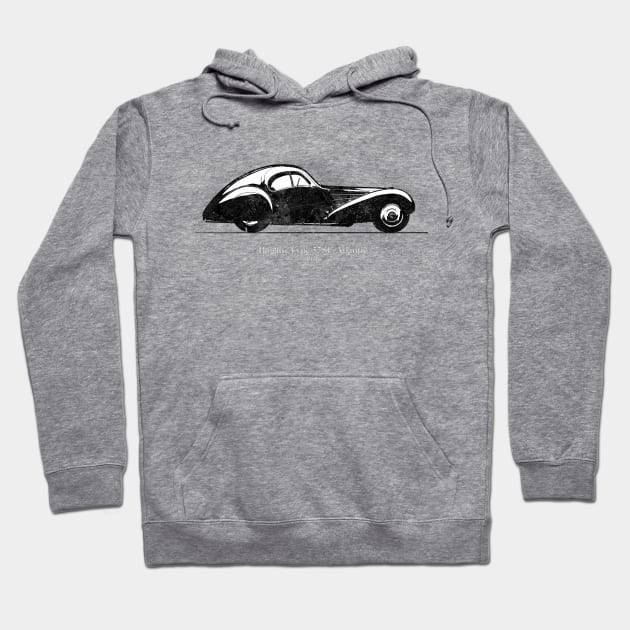 Bugatti Type 57 SC Atlantic 1936 - Black and White 02 Hoodie by SPJE Illustration Photography